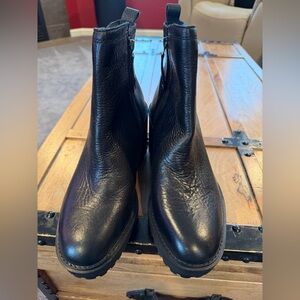 Black Leather Wedge Zodiac Boots